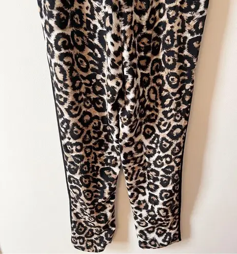 Jaclyn Smith Brown Leopard Print Elastic Waist Pants Size Small Drawstring