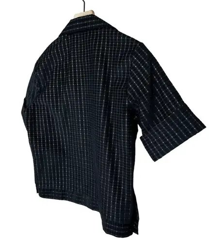 Mode O ' Day Vintage 60s 70s Black & Gold Textured Short Sleeve Boxy Crop Top