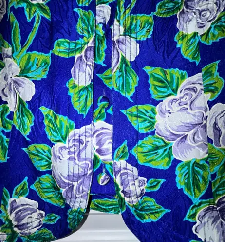 Lord and Taylor Vintage Floral Print Silk Long Sleeve Button Front Suit Style Jacket