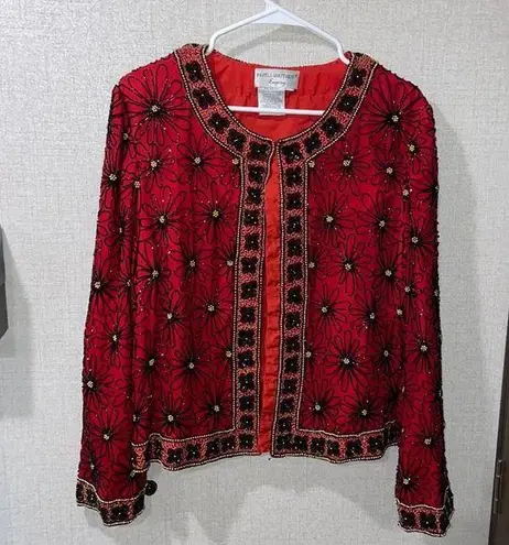 Papell Boutique evening beaded silk top