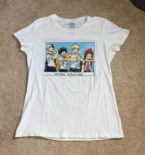 Funimation. My Hero Academia Ladies White Cotton Lunch Break Graphic T. Size Large