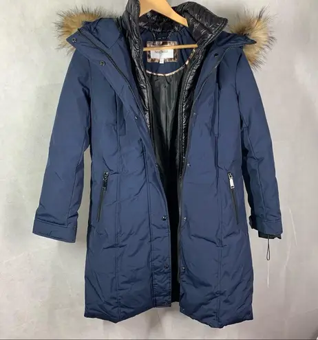 Nine West  Jacket Hooded Long Parka Navy Small