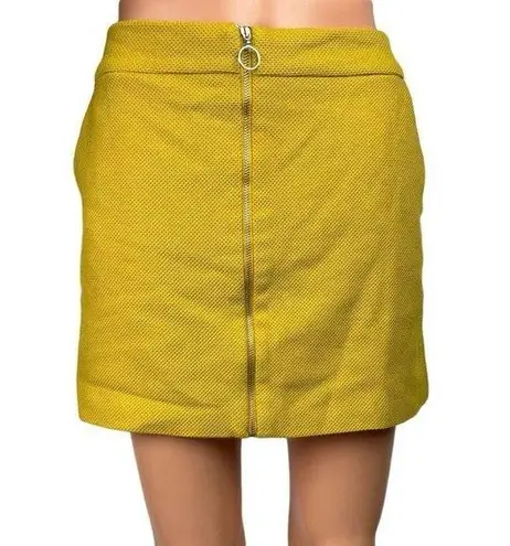 Promod Mustard Yellow Zip Front Pencil Straight Mini Athletic Golf Skirt Size 8