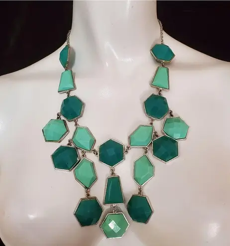 Deb Blue & Green Statement Necklace Green