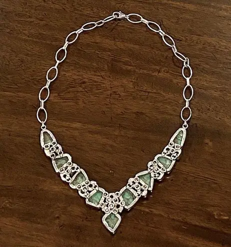 Sterling Silver Mohave Lime Green Copper Infused Turquoise Peridot 925 Necklace