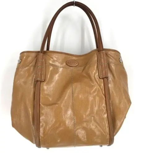 Tod's Womens Cowhide Calf Leather Shade Shopping Media Shoulder Tote Bag Brown