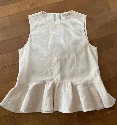 Rebecca Taylor  Textured Stripe Peplum Top, Creme size 6