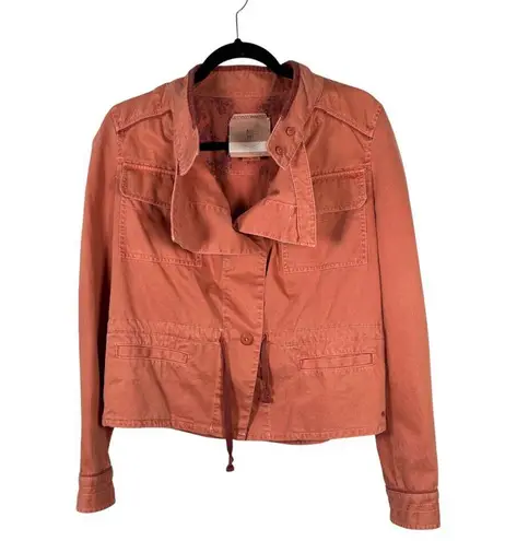 Hei Hei Anthropologie Washed Coral Pink Denim Shacket Size XS