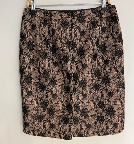 Talbots Black Lace Overlay Pencil Skirt NWT 
