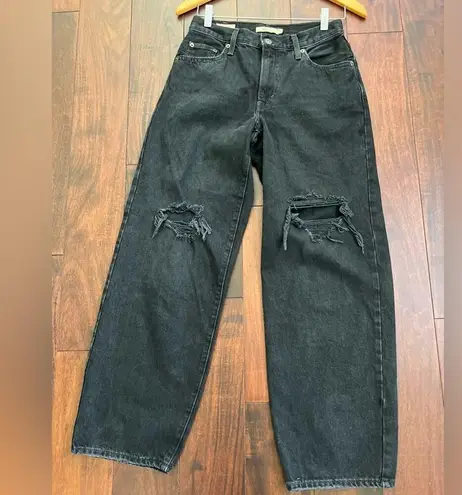 Levi's Levi’s Black Baggy Distressed Dad Jeans Size 25