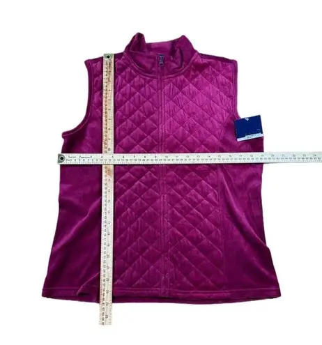 basic editions red Quilted Zip-Up Vest Sleeveless Jacket Cozy Layering S/C