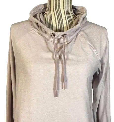 Apana Blush Pink Cowl Neck Athletic Long Sleeve Hooded Sweatshirt Women Sz S