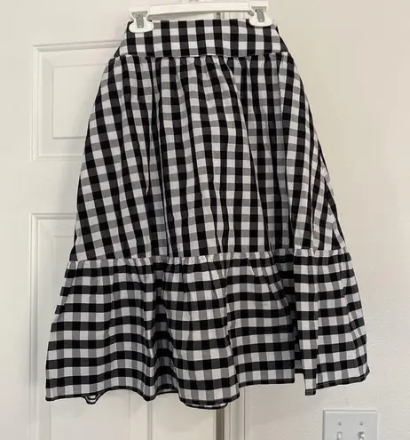 J. Crew Factory midi gingham skirt with fabulous bow. Black Size 0