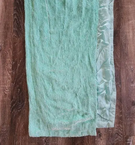 Retrofête Retrofete Katya Dress in Aqua Size Large Maxi Sequins Cowl Neck Sleeveless