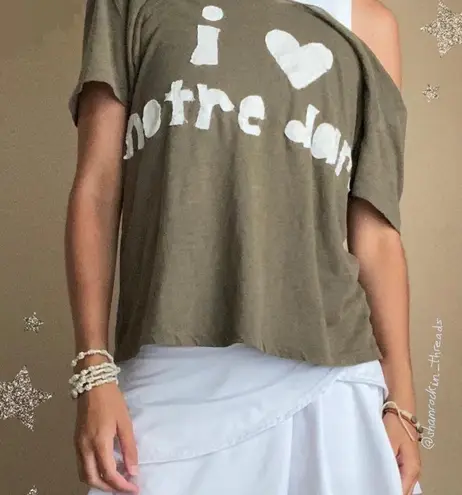 khaki sage green and white patchwork Notre Dame shirt size XL