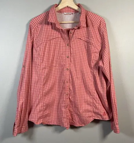 Orvis  GINGHAM CHECK Casual Fishing Hiking Shirt Zip Pocket, Chamois Size XL