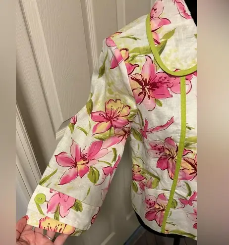 carole little Floral Linen Jacket