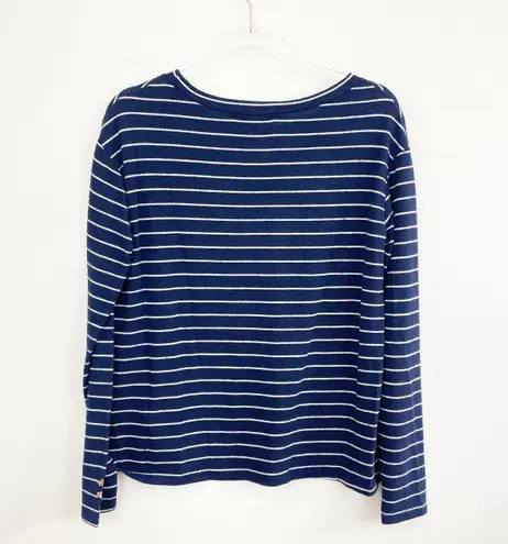 SoulCycle Navy and White Stripe Crewneck Pullover