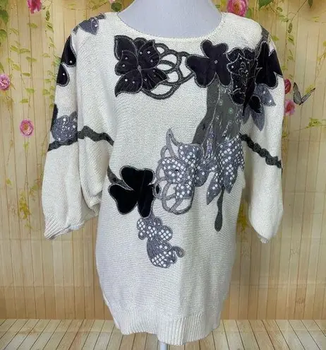 VINTAGE 80s Patchwork Sweater Size L