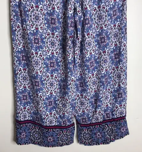 Loft  Fluid Wide Leg Crop Pants in Medallion Linen Blend ladies size medium