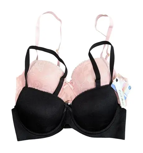 Carrie Amber 2 Pack Push Up Bras in Black/Pink, Size 36B​ Black - Image 1
