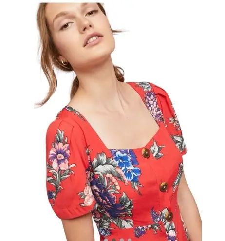 Maeve Anthropologie Caldwell Square Neck Buttondown Floral Dress Size 0 Feminine
