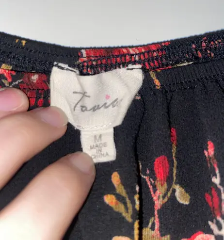 Strapless Black Floral Blouse Size M