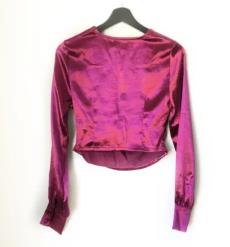 Missguided NWT  Pink Satin Wrap Blouse