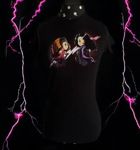Teeturtle Womens Top Sz XS Black Agatha Wanda Wandavision Scarlet Witch Tee