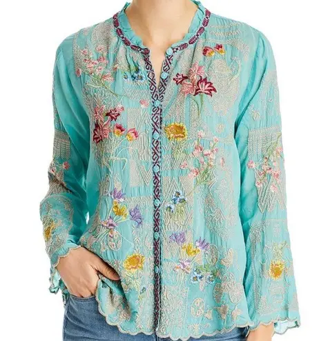Johnny Was heavily embroidered “Albee” blouse NWT