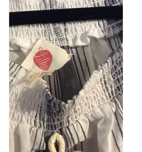 New NWT ANTHROPOLOGIE LILKA TOP PLAYA POM POM OFF SHOULDER BELL STRIPE L Large Blue