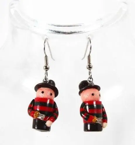None Freddy Krueger Nightmare on Elm Street Mini Avant Garde Horror Movie Earrings