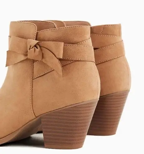 Torrid BEIGE FAUX SUEDE SIDE BOW BOOTIE