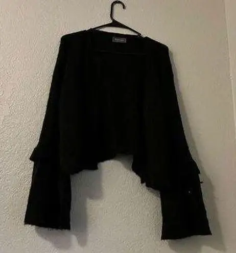 Wooden Ships  Mohair Wool Blend black tiered sleeve sweater m L