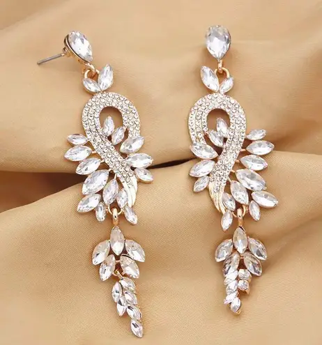 Boutique Gold Crystal Drop Earrings Party 