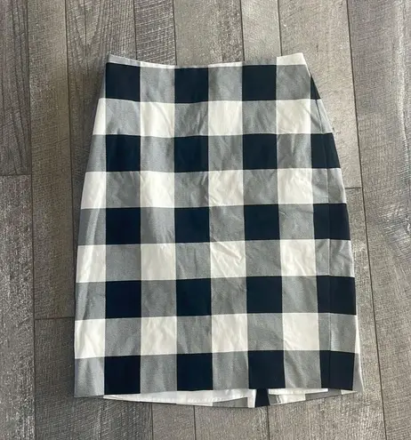 Talbots Size 6 Black and White Checkered High-Waist Pencil Skirt