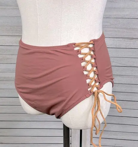 Icon Swim Bikini Bottoms with Rope Side Lacing Dusty Rose/Light Pumpkin-Large