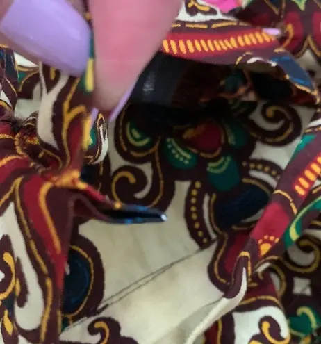 Vintage 70s Handmade Boho Mandala Batik Strapless Convertible Tie Back Dress Size XS