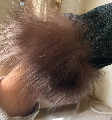 Overland Fox Fur Trim Denim Jean Jacket Women Size Large Blue