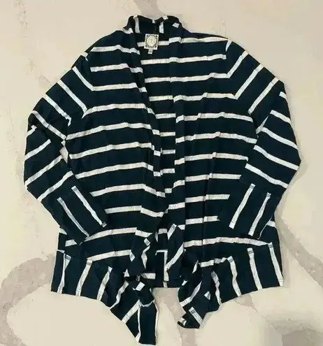 Truself Open Front Green White Striped Cardigan Sweater Peplum Style Women’s 1X