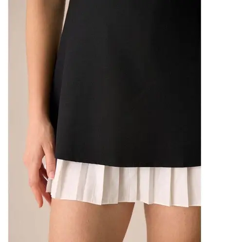 RIHOAS Black Sleeveless Dress with White Pleated Hem Size Small NWT