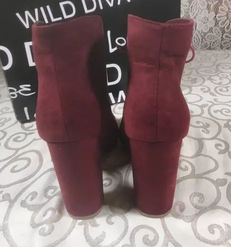 Wild Diva NIB!-Burgundy lace up heels peekaboo boots/Sandals Size 9