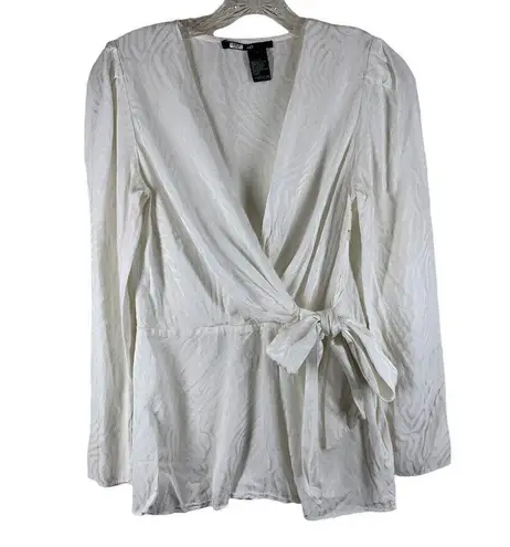 Jay Godfrey White Zebra Print Jacquard Draped Wrap Top Size 4