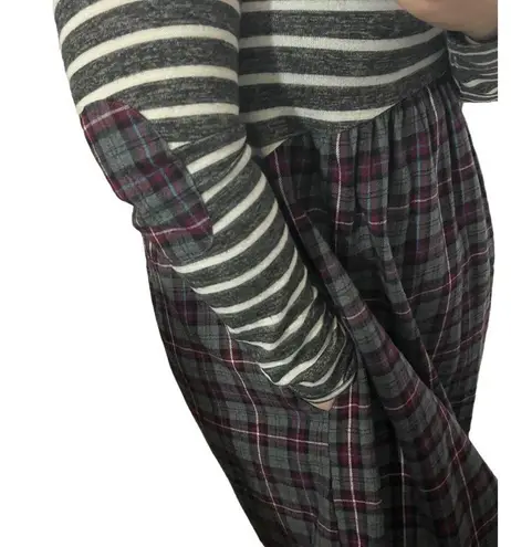 Andree by Unit Andrée by Unit MEDIUM Striped Plaid Pocket Elbow Patch Pocketed Swing Dress