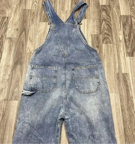 Divided  by H&M Straight Leg Light Wash Blue Denim Bib Overall Jeans Distressed 4