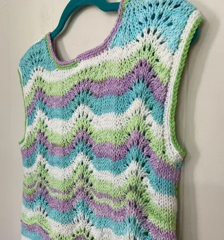 Handmade Pastel Colored Knit Sweater Vest ~ Size XS