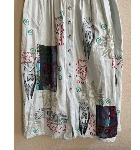 Vtg 1990's VC TORIAS Hand Painted Floral Art To Wear Denim Maxi Dress OS Teacher Size undefined