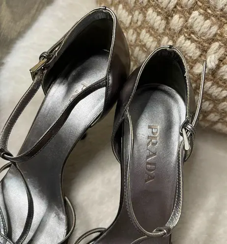 Prada 100% Authentic Silver  Heels - Image 7
