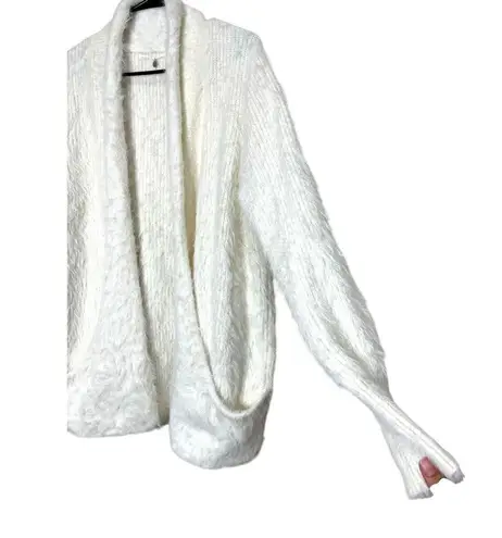 Anthropologie Knitted & Knotted Wool Blend Fuzzy Cardigan Sweater Size M White Size M