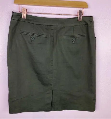 New York & Co. Stretch Twill Khaki Pencil Skirt Olive 6